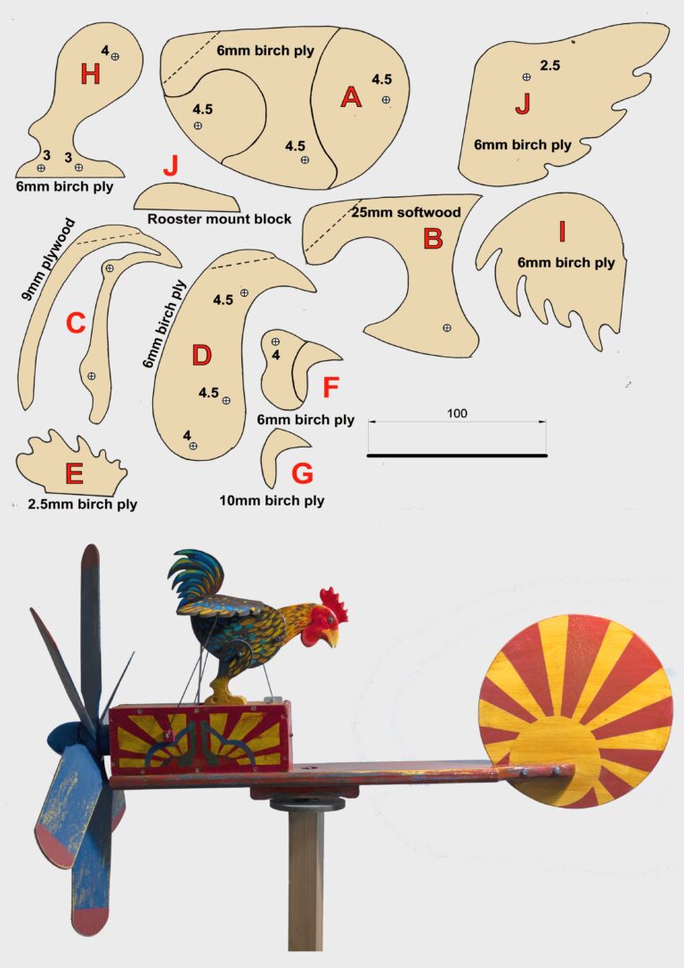 Rooster Whirligig With Templates