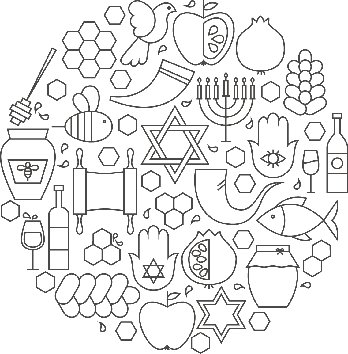 Rosh Hashanah Coloring Page By Mayim Pnina B J Jamieson