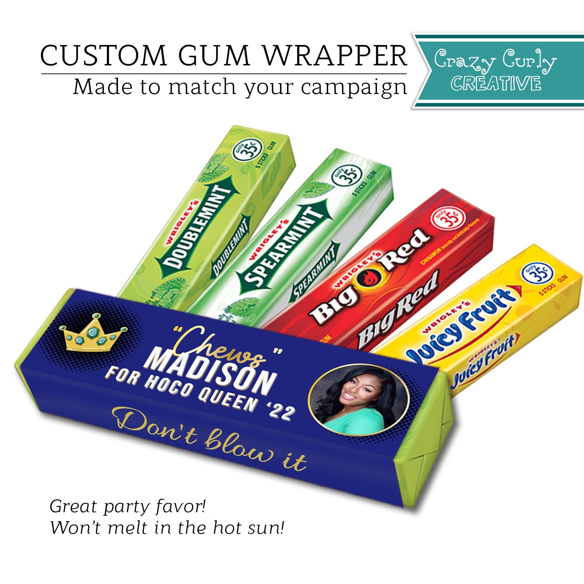 printable gum wrapper american girl doll