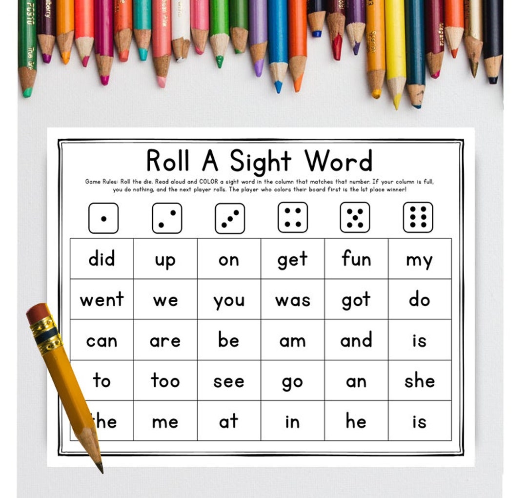 Sight Word Dice Game Printable Sight Word Practice Learn To Read Sight Words Writing Practice Home School Worksheet Die Game Color And Write Etsy