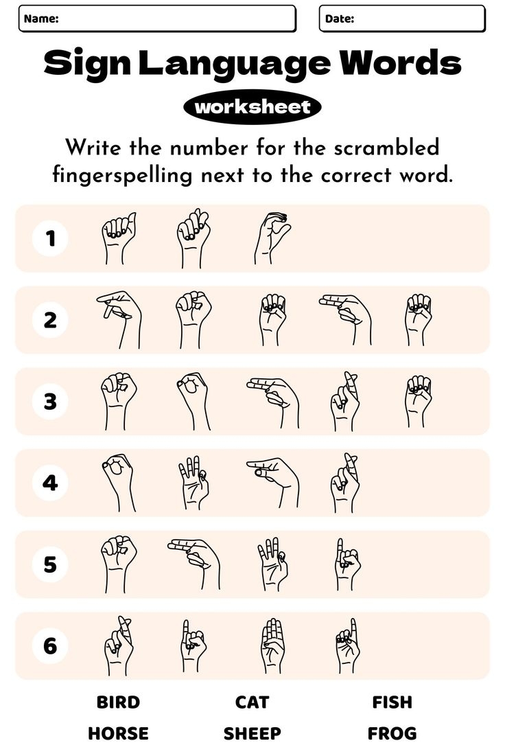 Sign Language Words Worksheets 10 Free PDF Printables Printablee