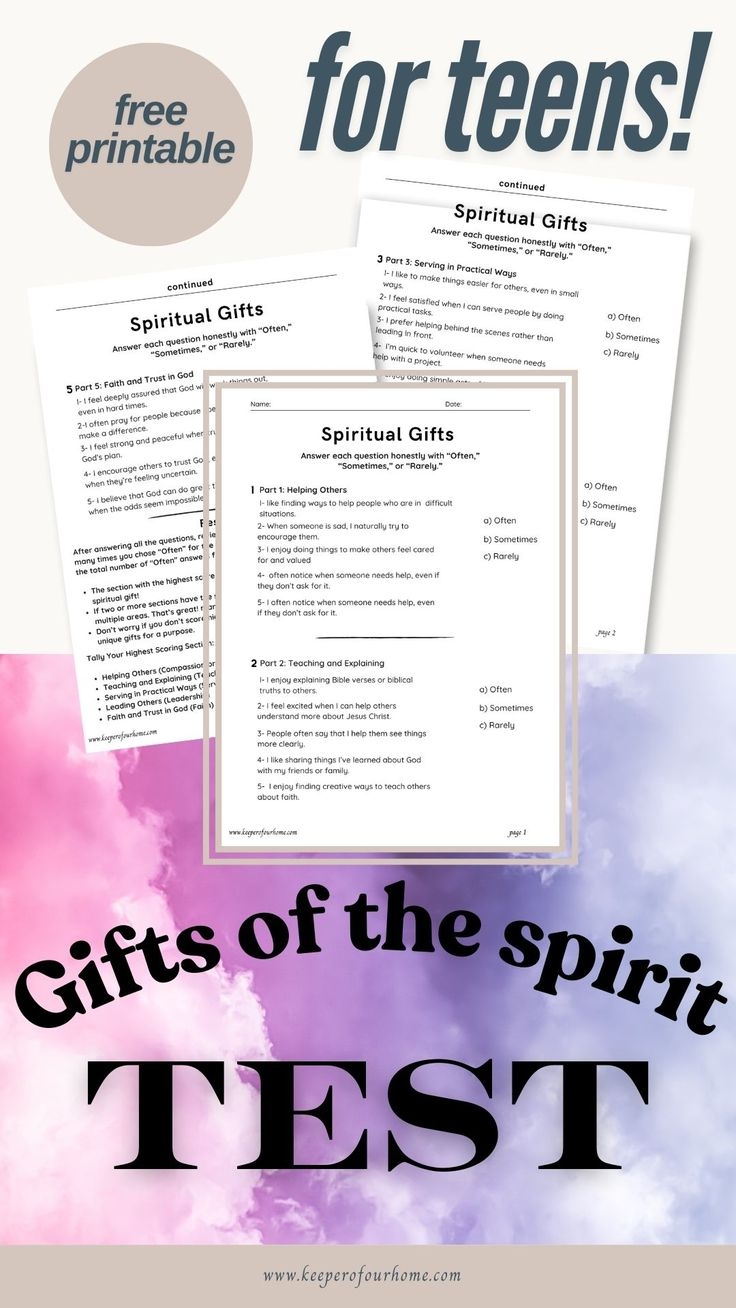 Simple Youth Spiritual Gifts Test Printable