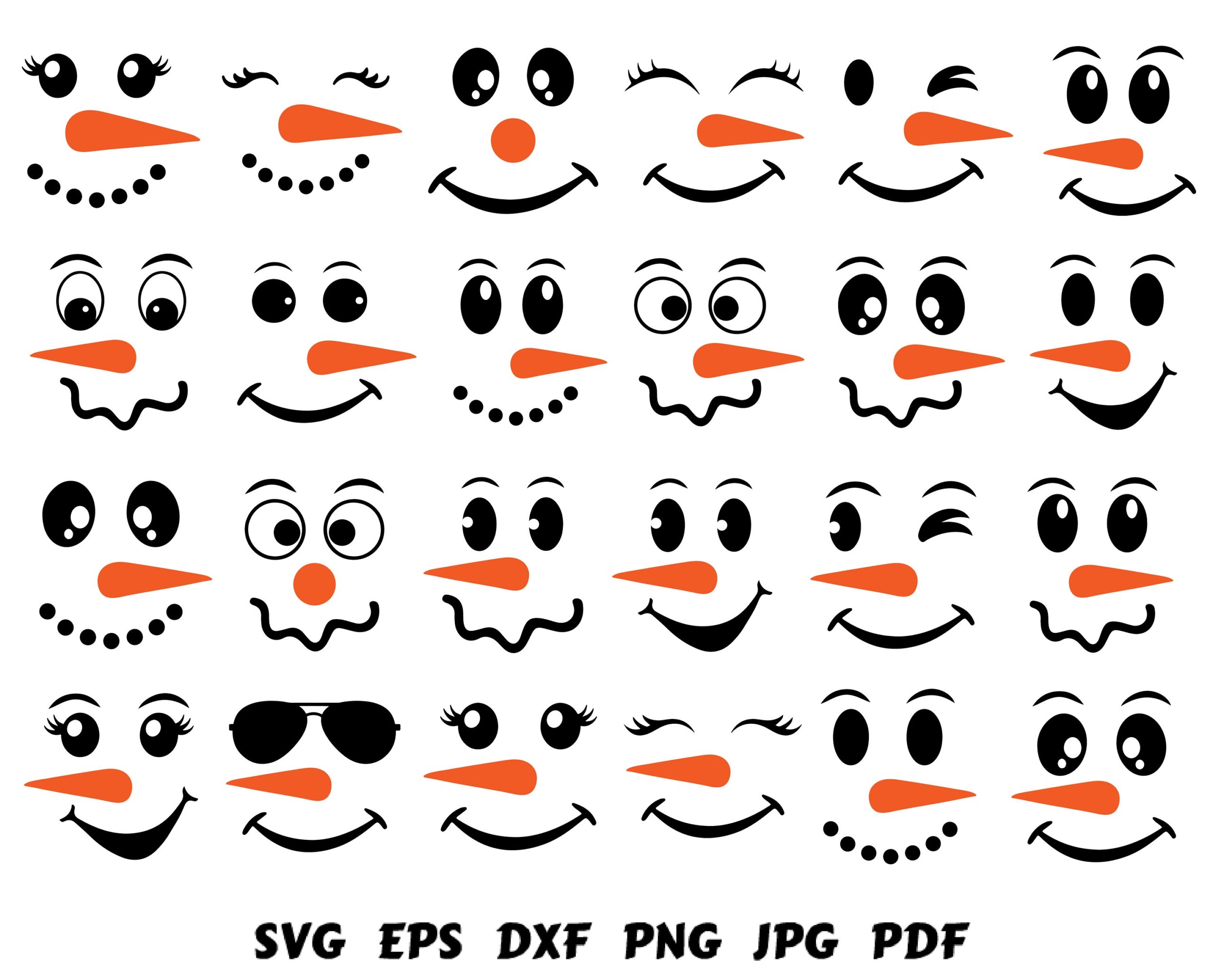 Snowman Faces Svg Snowman Svg Snowman Clipart Christmas Svg Snowman Cut File Snowman Cricut Christmas Cut File Cricut Printable Snowman PNG Etsy Israel