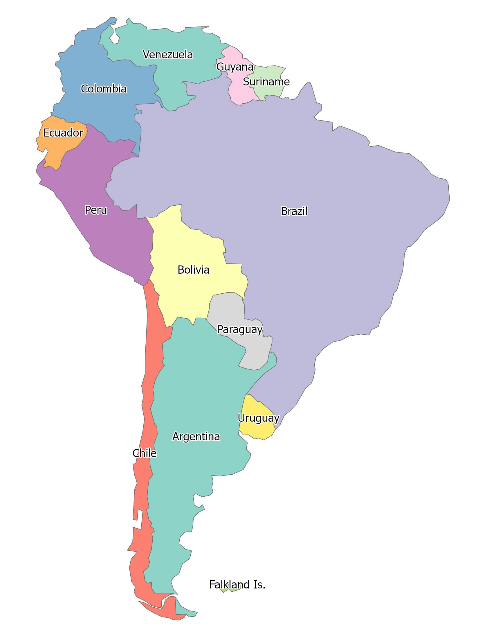 South America Blank Map And Country Outlines GIS Geography South America Blank Map And Country Outlines GIS Geography