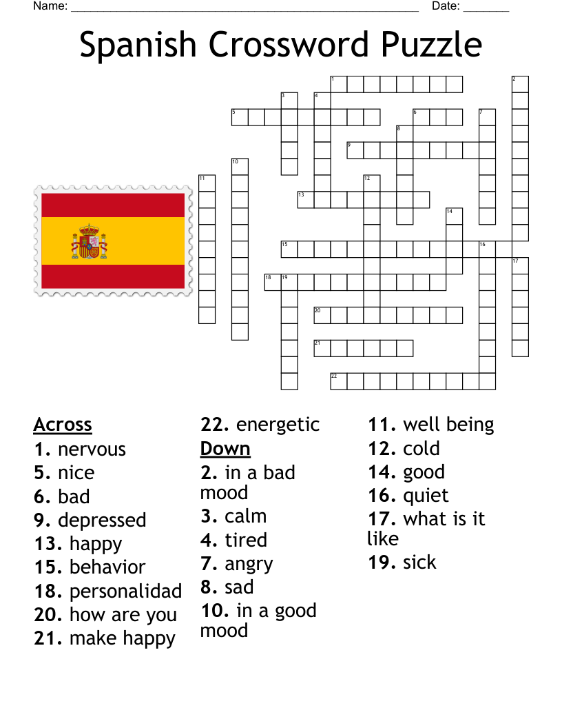 Spanish Adjectives Crossword WordMint Spanish Adjectives Crossword WordMint