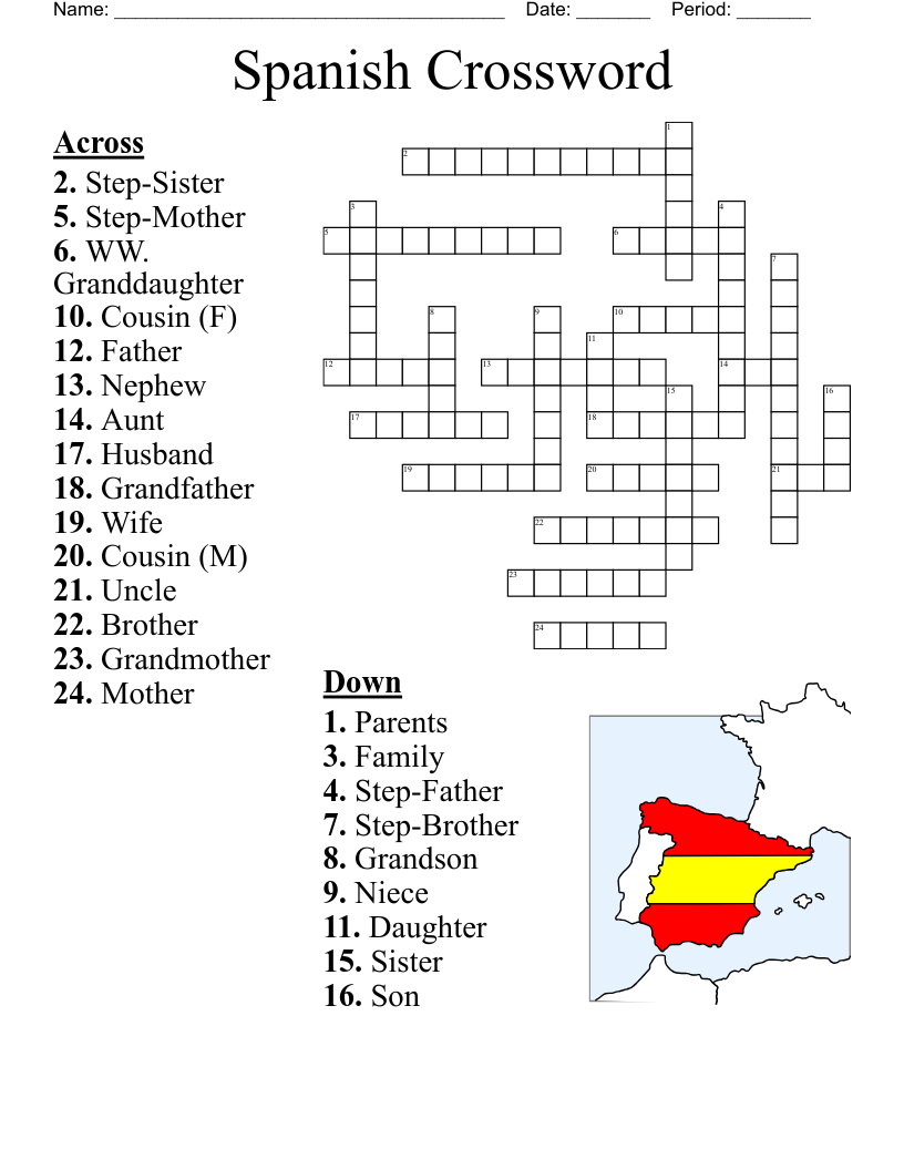 Spanish Crossword Puzzle WordMint