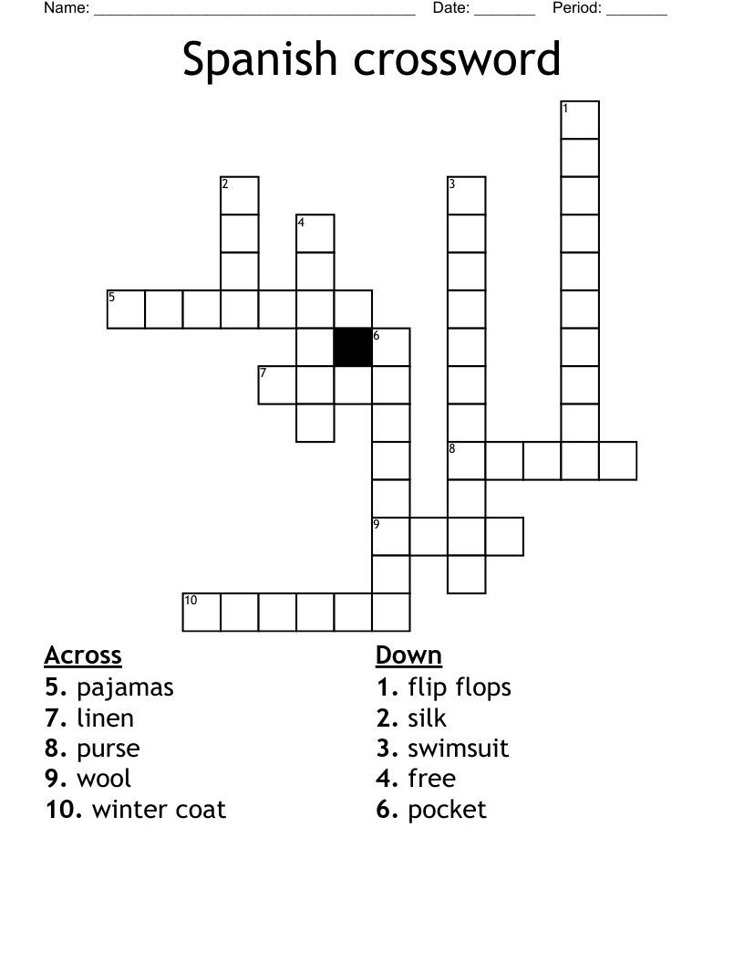 Spanish Crossword WordMint Spanish Crossword WordMint