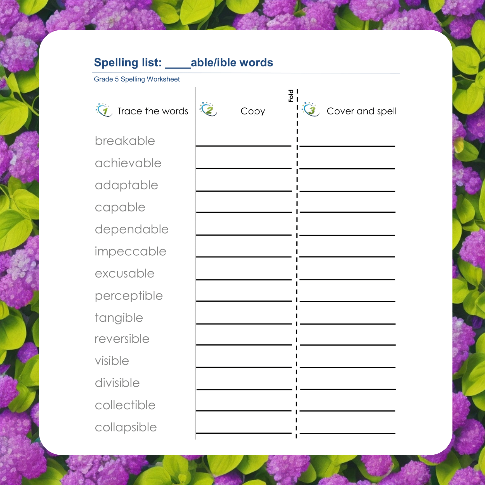 spelling practice worksheets