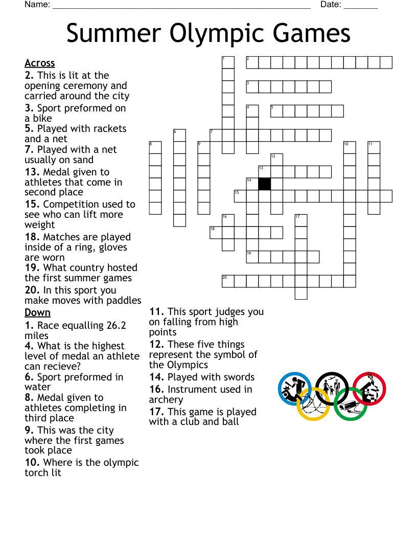 Sports And Games Crossword WordMint