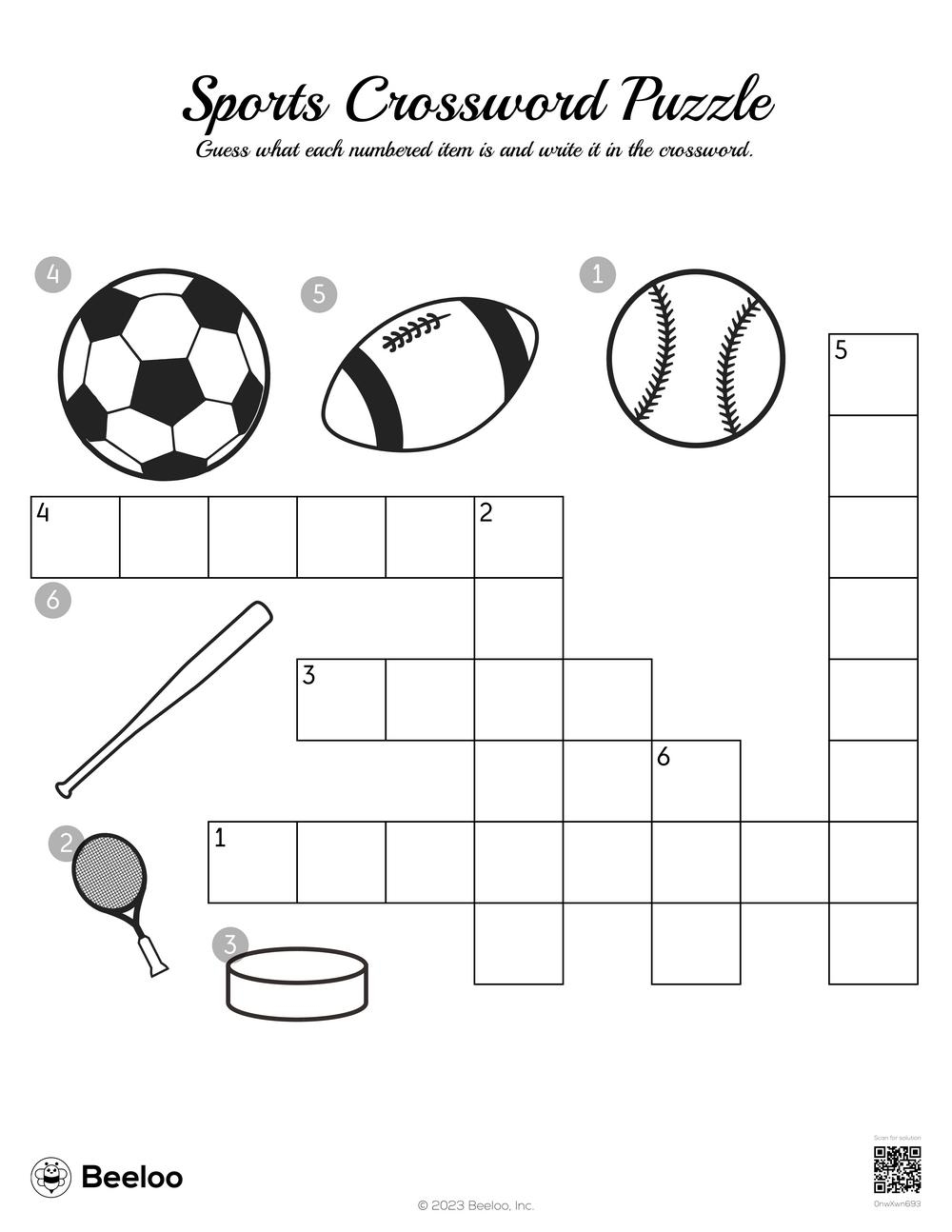 Sports themed Crossword Puzzles Beeloo Printable Crafts And Activities For Kids