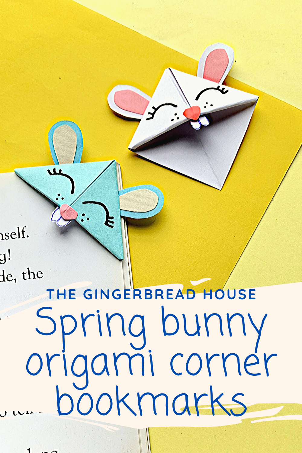 Spring Bunny Origami Corner Bookmark free Printable The gingerbread house co uk