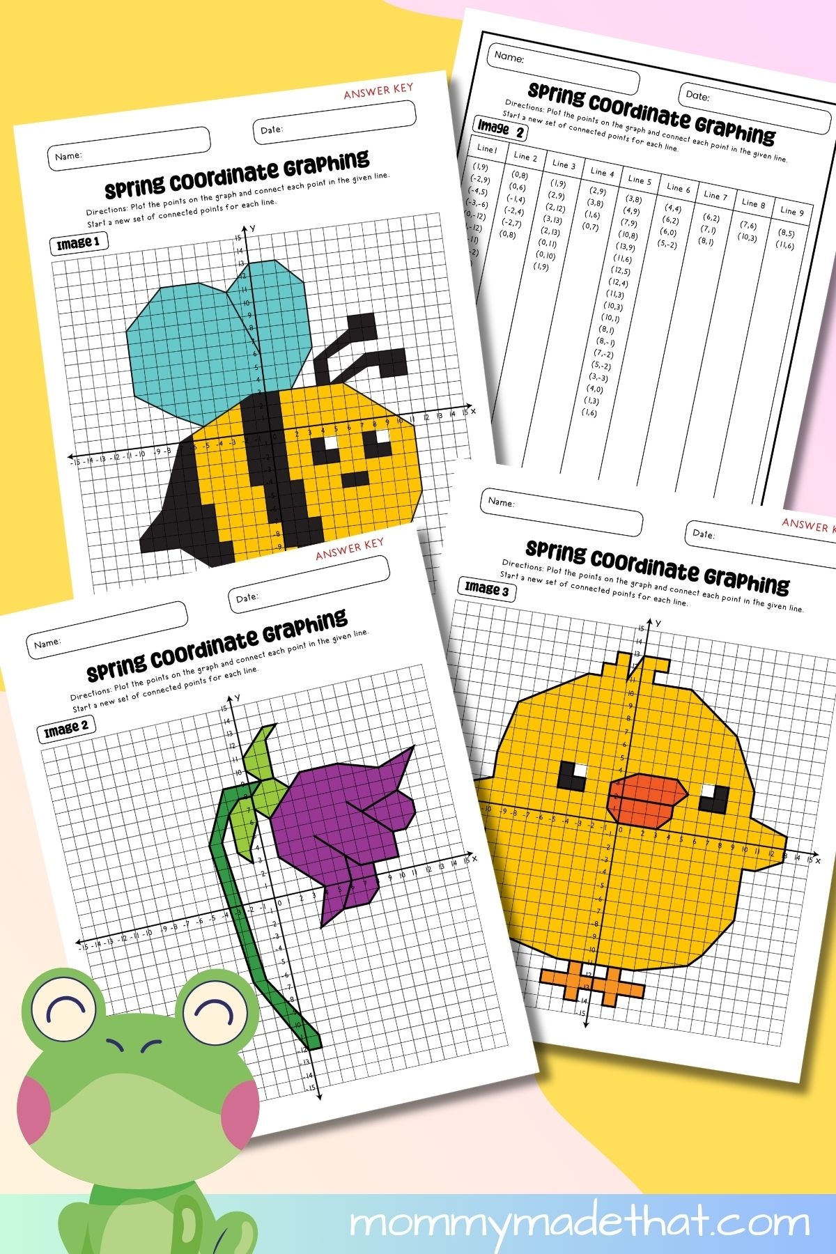 Spring Coordinate Graphing Mystery Pictures Free Printables 