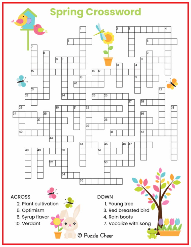 Spring Crossword Puzzle Puzzle Cheer
