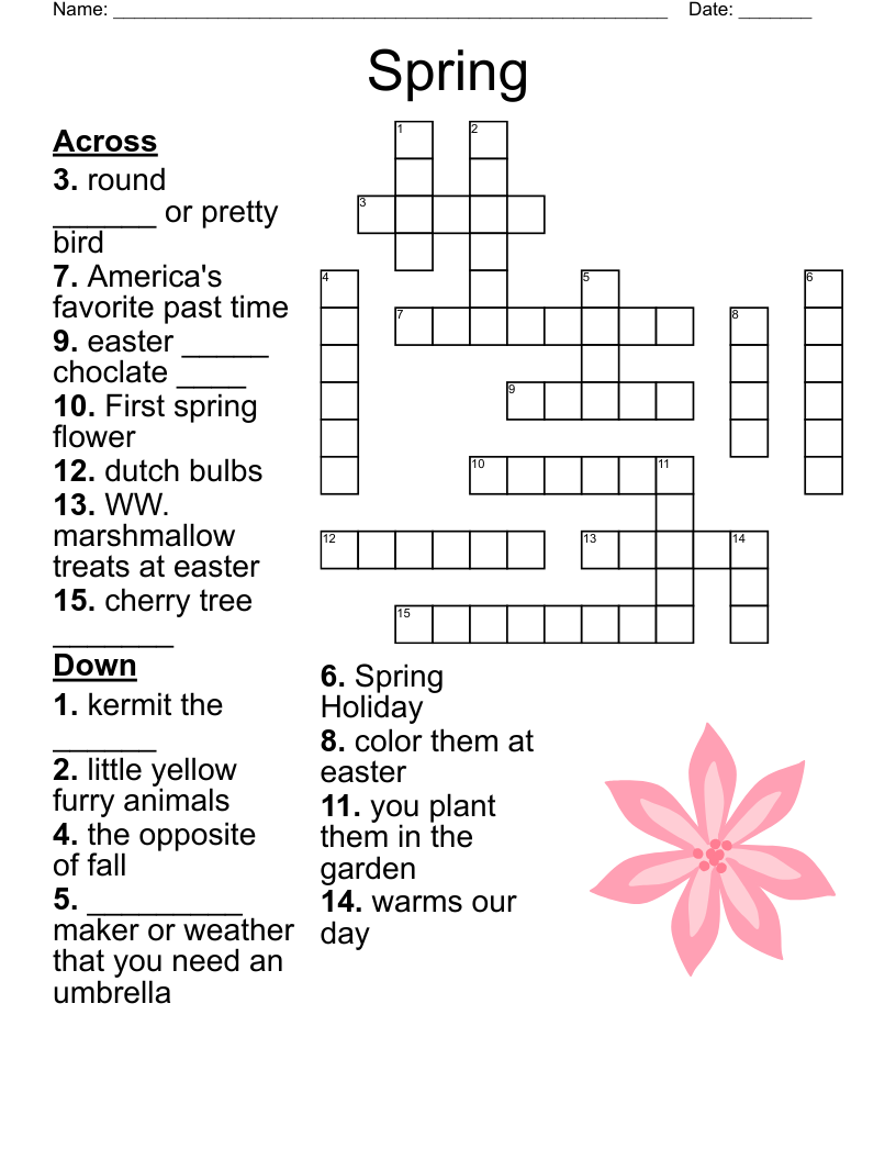 Spring Crossword WordMint Spring Crossword WordMint