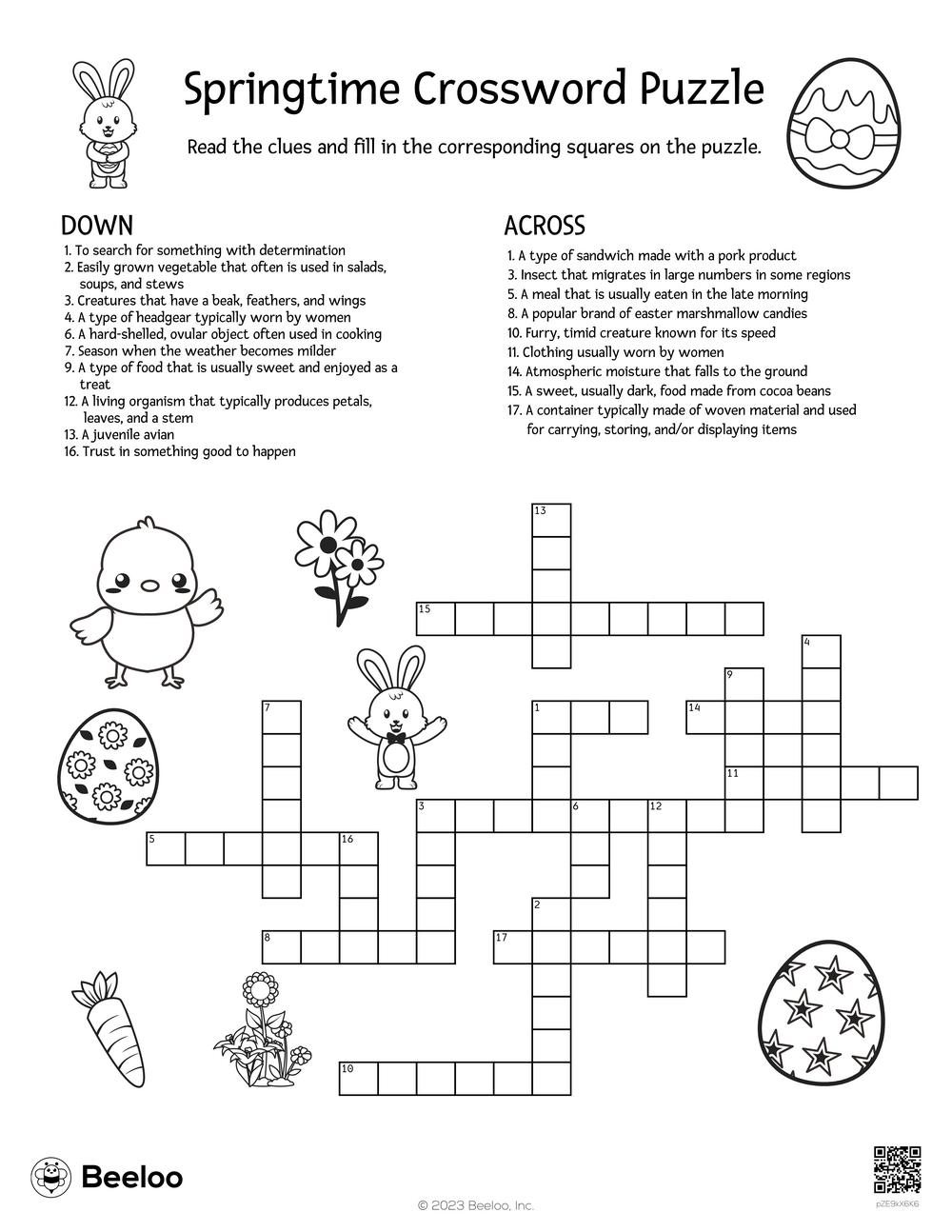 spring crossword printable