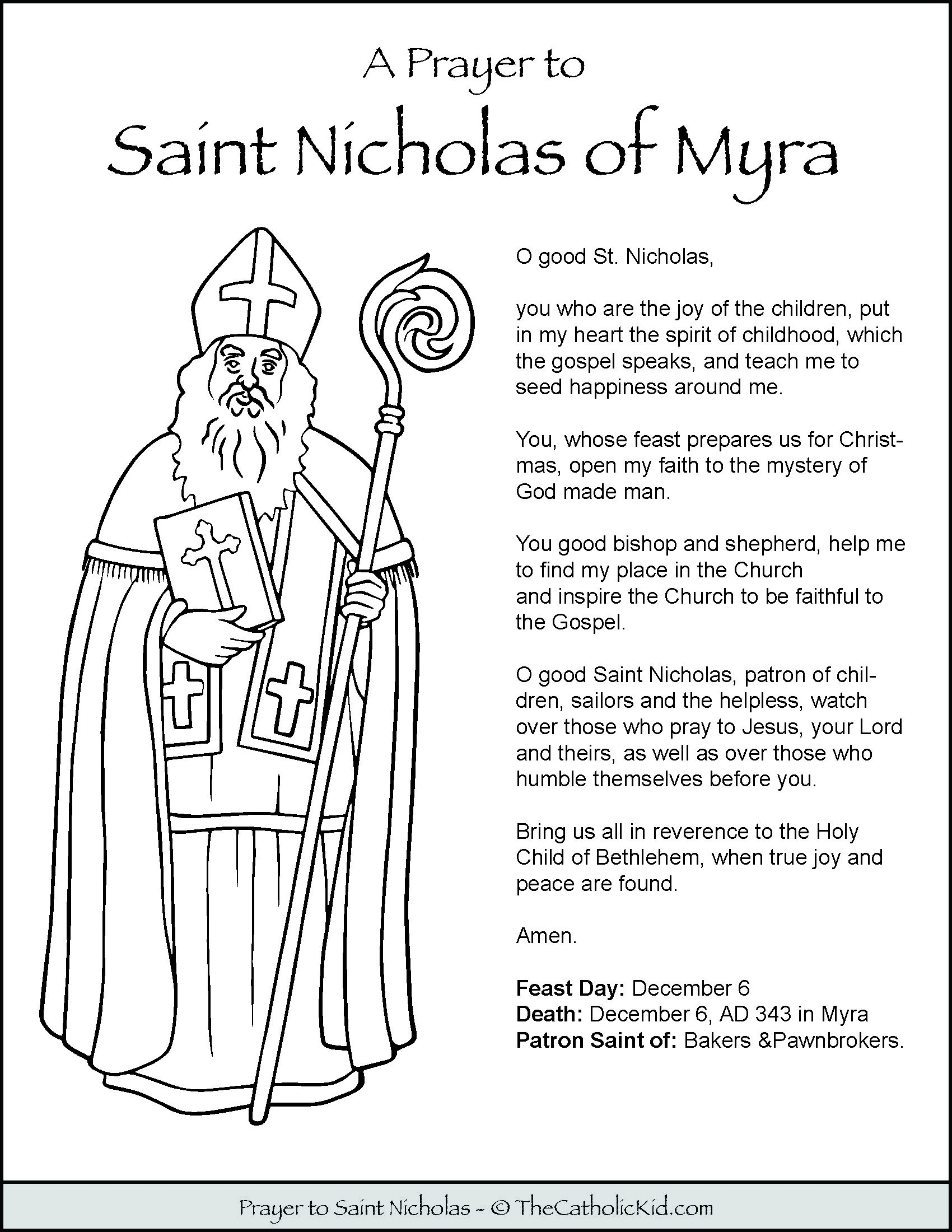 St Nicholas Coloring Pages Prayer Sheet Paper Craft Download Pack TheCatholicKid St Nicholas Coloring Pages Prayer Sheet Paper Craft Download Pack TheCatholicKid