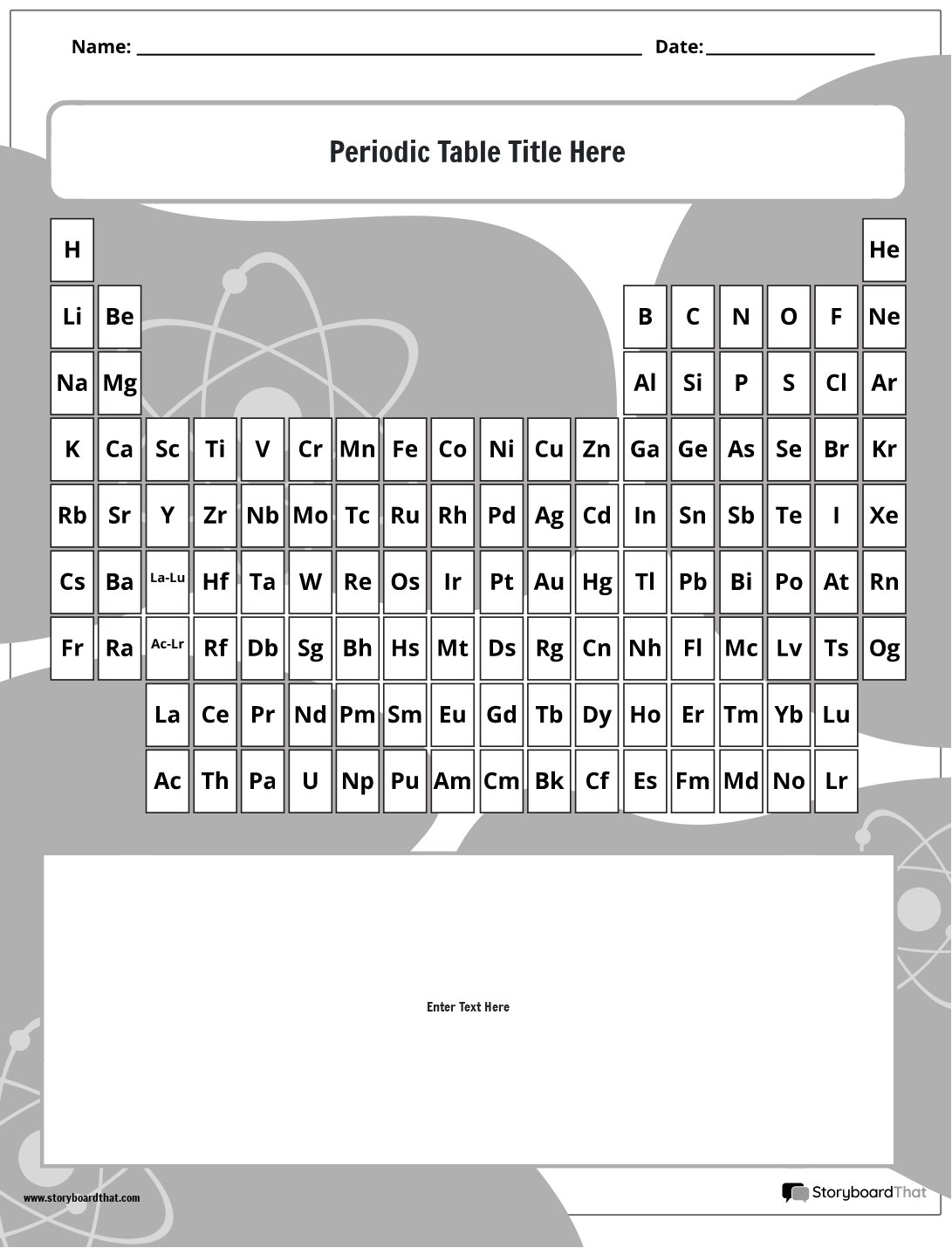 periodic table worksheet