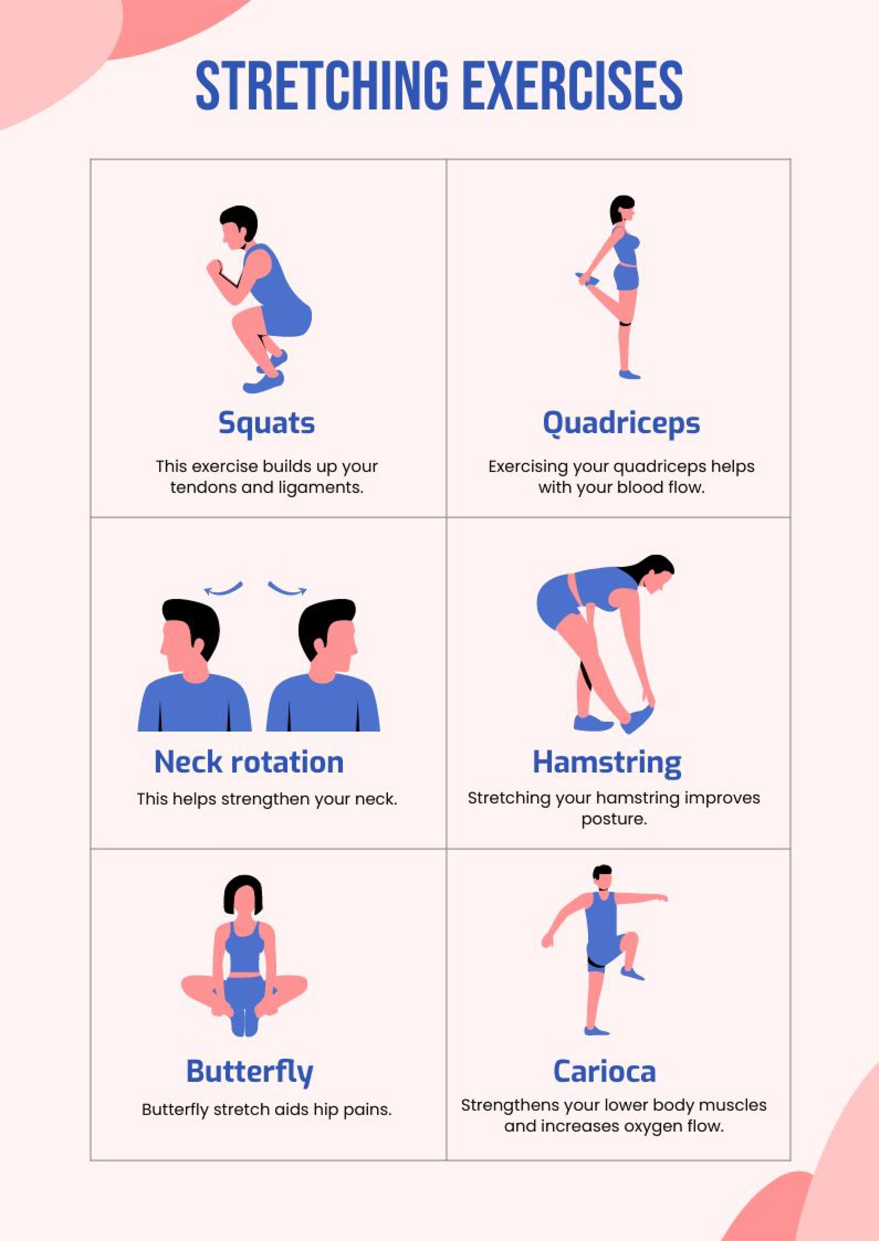 Stretching Exercises Chart In Illustrator PDF Download Template