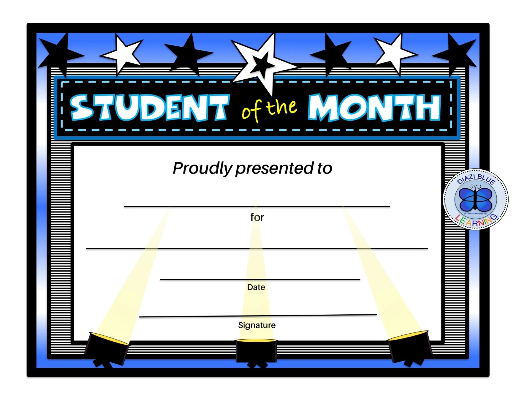 Student Of The Month Certificate Printable Printable Party Favors