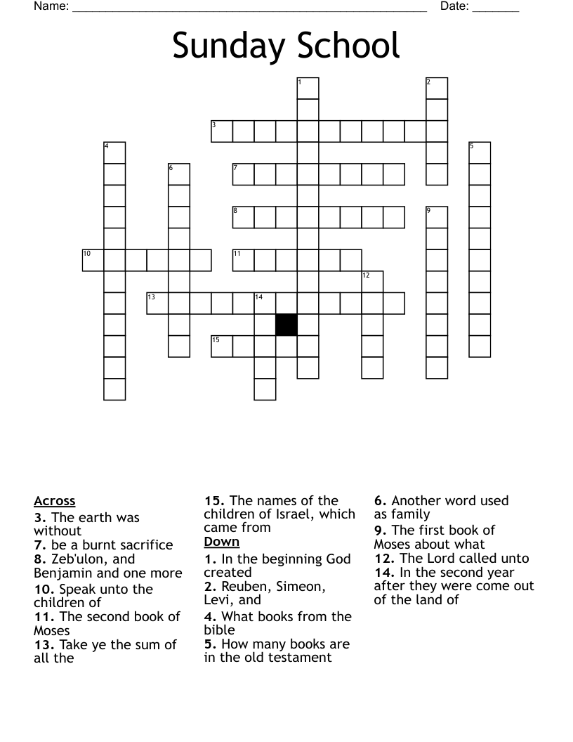 Sunday School Crossword WordMint Sunday School Crossword WordMint