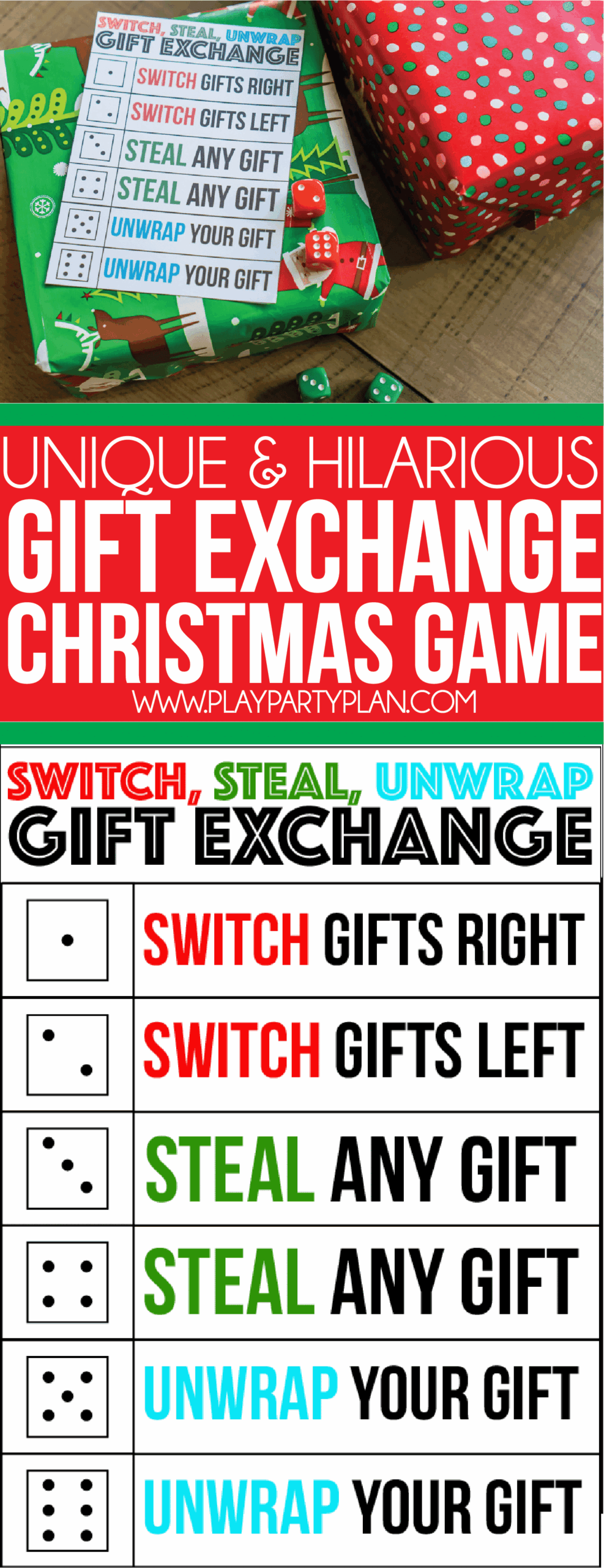 Switch Steal Unwrap Gift Exchange Dice Game Play Party Plan