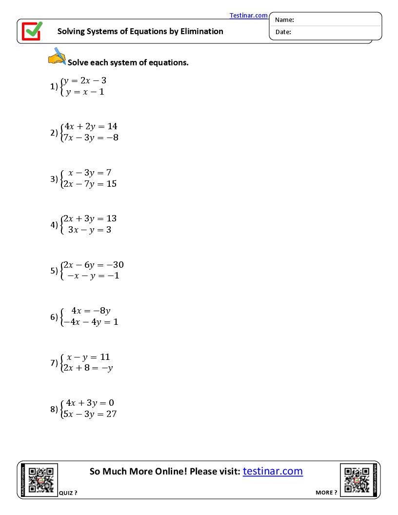 Systems Of Equations Worksheets Systems Of Equations Worksheets