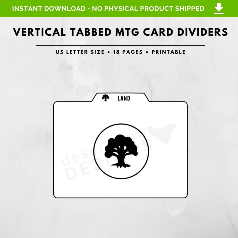 Tabbed MTG Card Divider Printable Horizontal Card Divider US Letter Size 18 Pages Etsy
