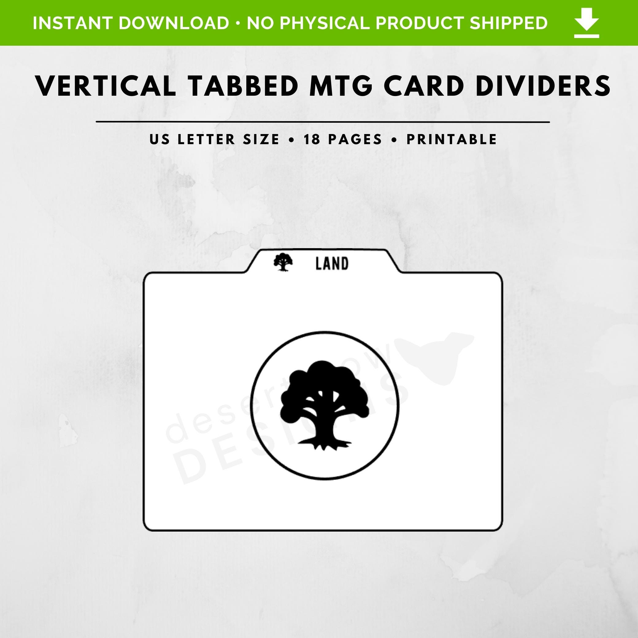 Tabbed MTG Card Divider Printable Horizontal Card Divider US Letter Size 18 Pages Etsy