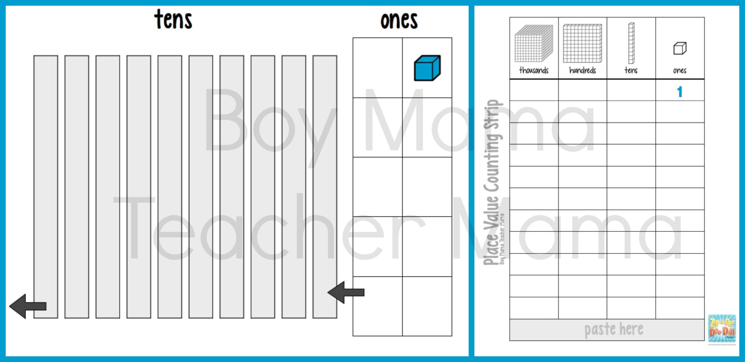 Teacher Mama Place Value Counting Strips Boy Mama Teacher Mama