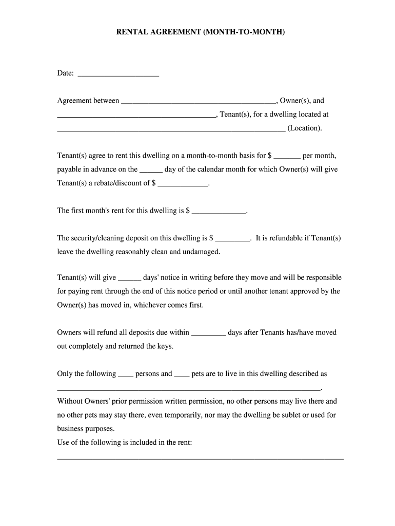 free printable basic rental agreement