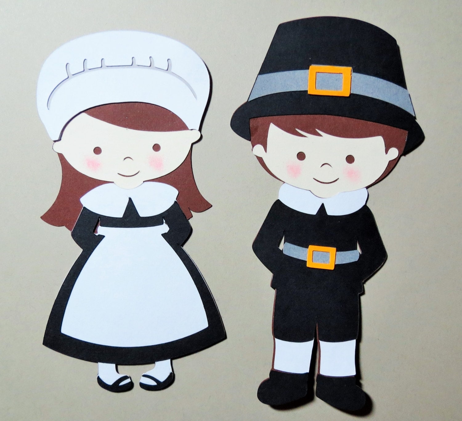 Thanksgiving Pilgrim Boy And Girl Paper Die Cut Paper Doll Scrapbook Embellishment Cupcake Topper Etsy