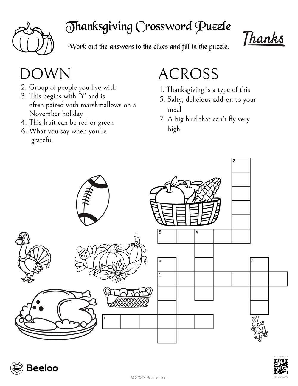 Thanksgiving themed Crossword Puzzles Beeloo Printable Crafts And Activities For Kids Thanksgiving themed Crossword Puzzles Beeloo Printable Crafts And Activities For Kids