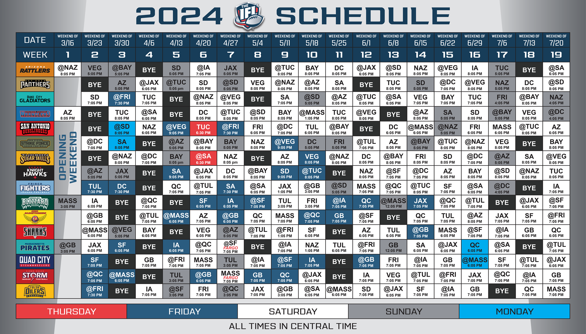 THE IFL RELEASES THE 2024 SCHEDULE Indoor Football League