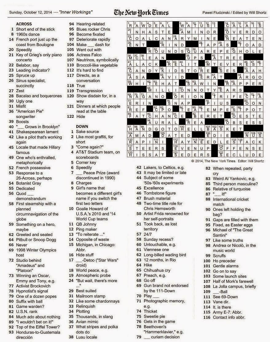 The New York Times Crossword In Gothic 10 12 14 Inner Workings