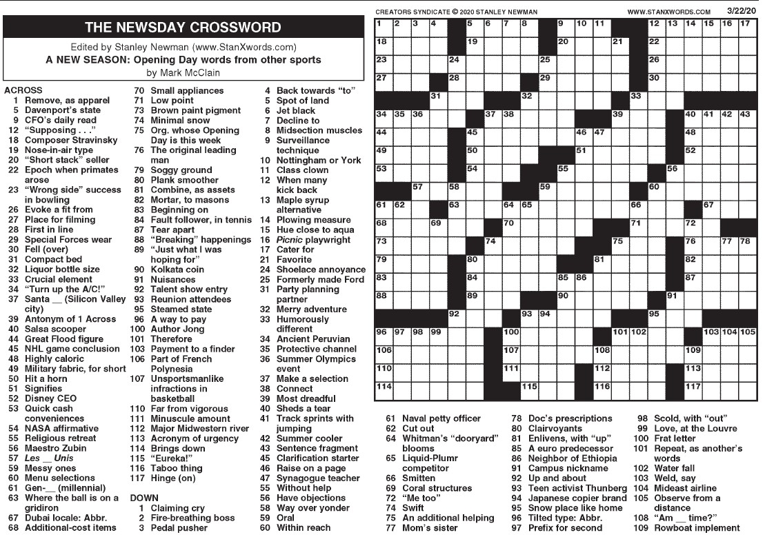 sunday crossword printable