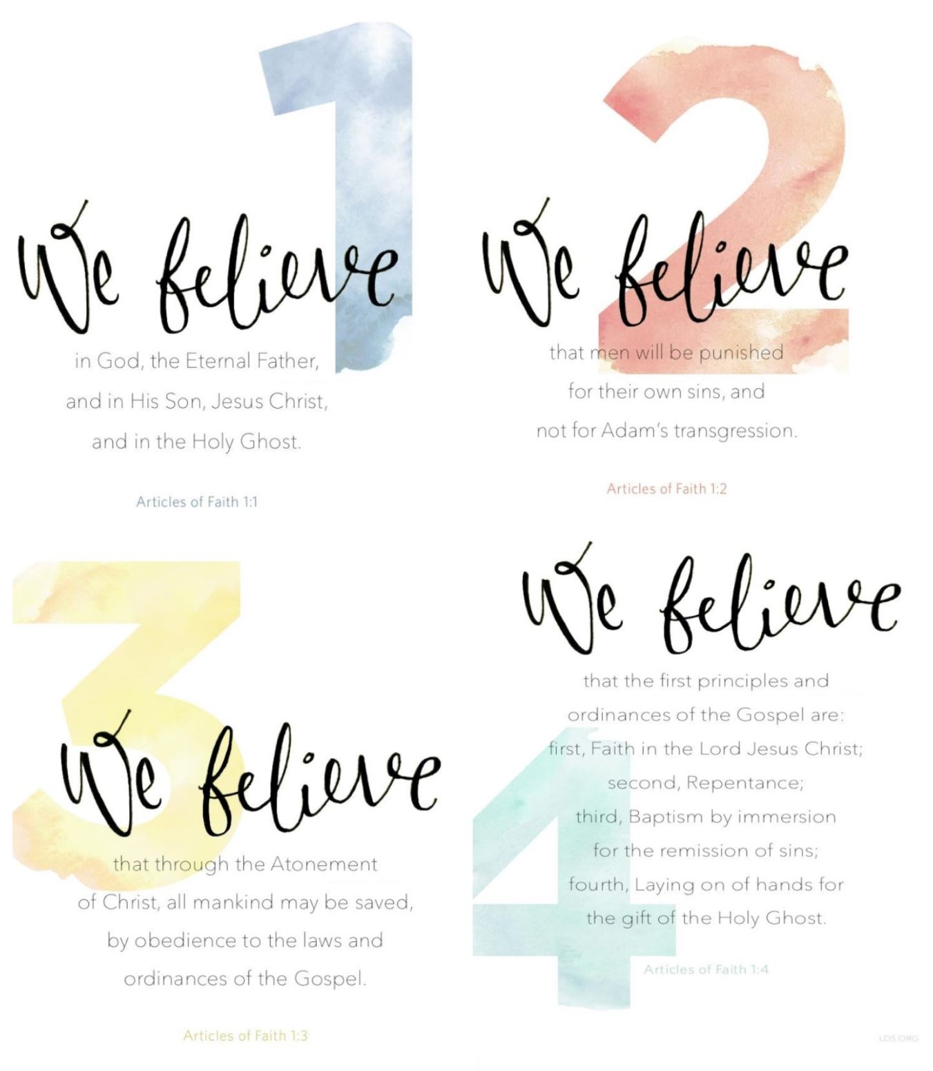 articles of faith printables