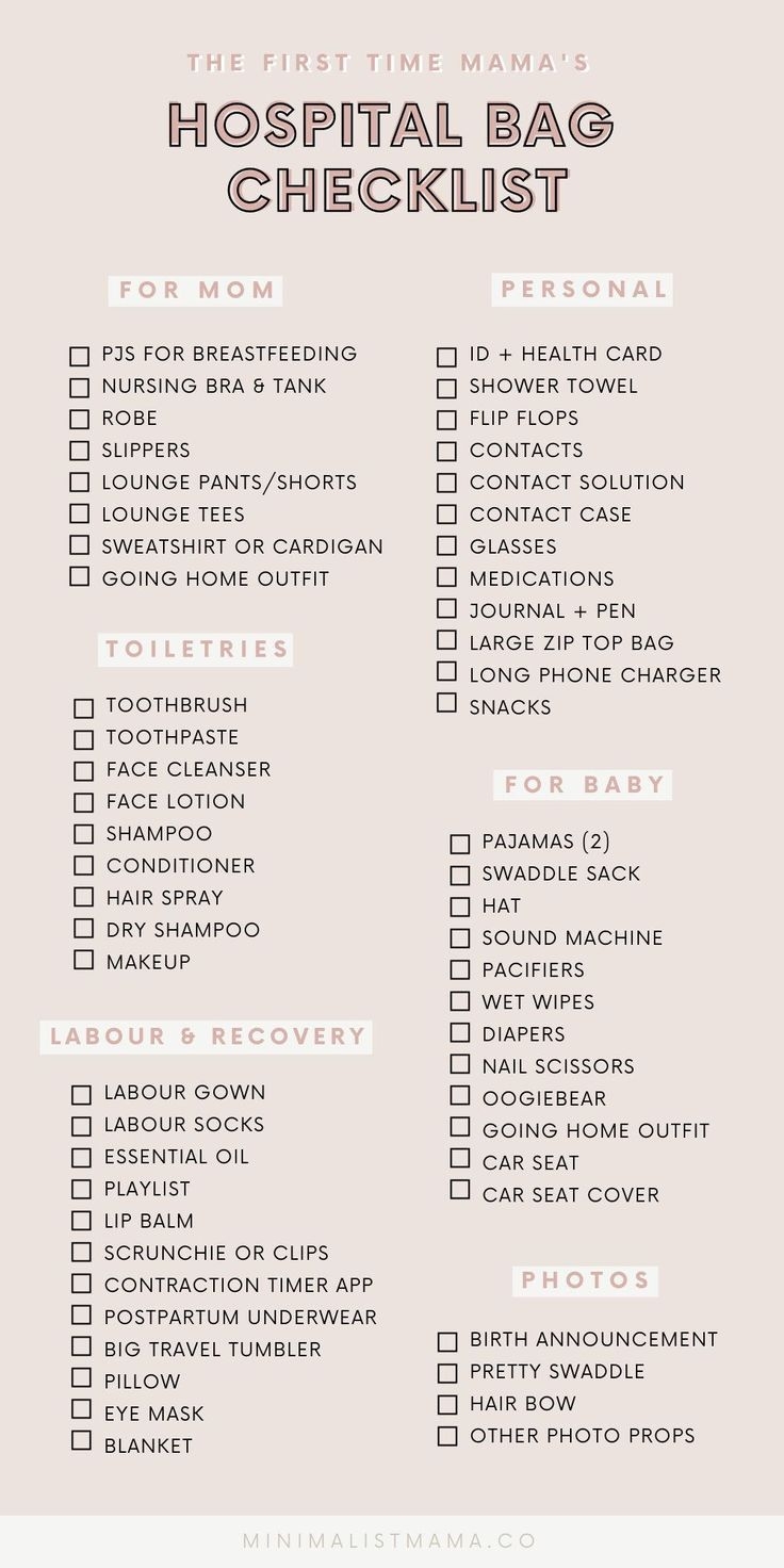 printable hospital bag checklist for labor and delivery