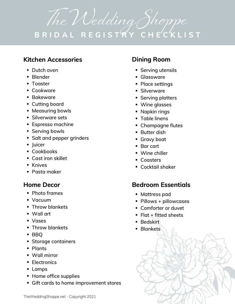The Ultimate Wedding Registry Checklist For Brides The Wedding Shoppe