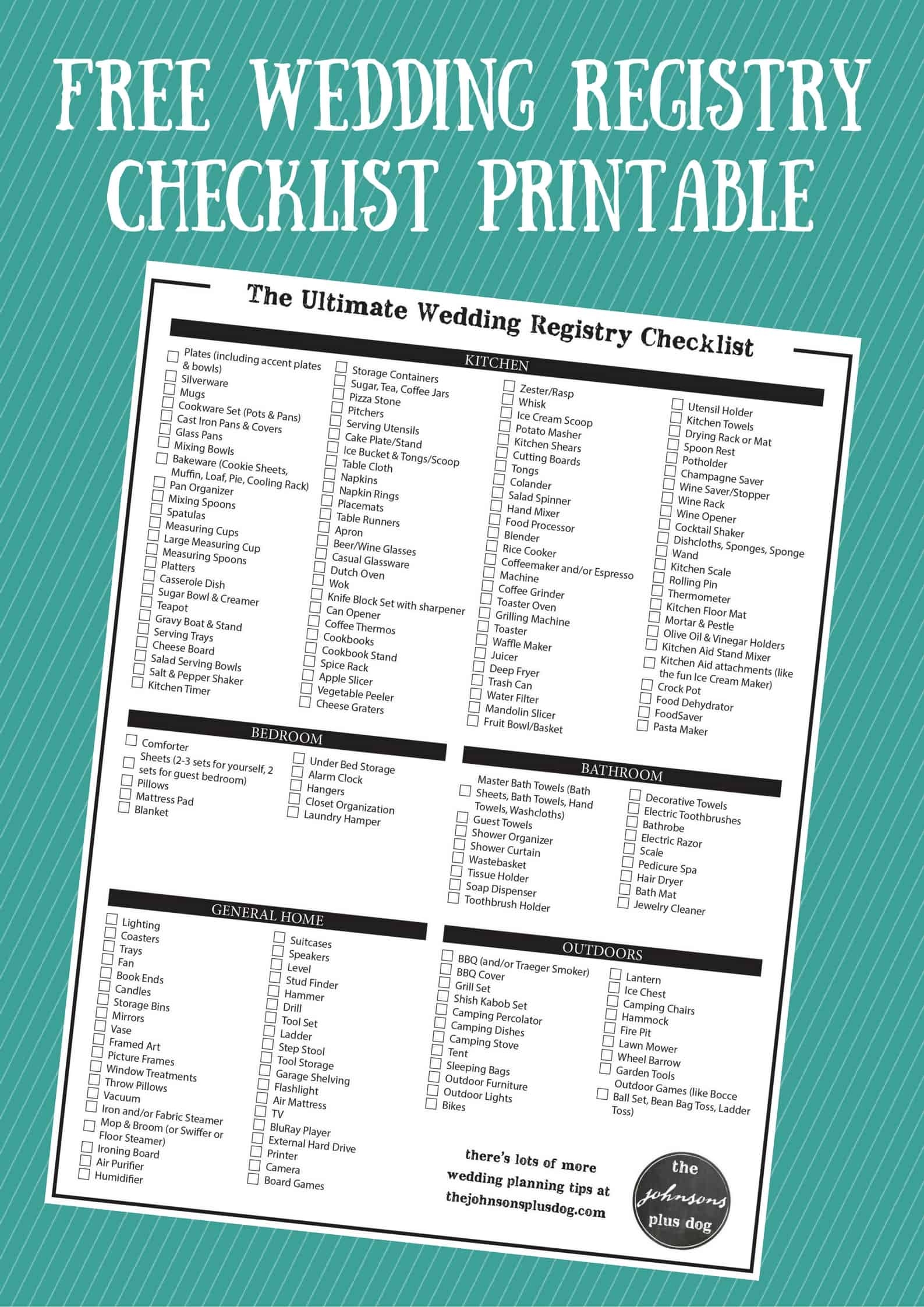 The Ultimate Wedding Registry Checklist Free Printable