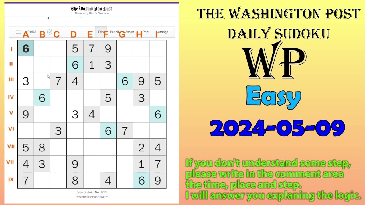 The Washington Post Daily Sudoku 2024 05 09 1775 Easy Worksheets Library