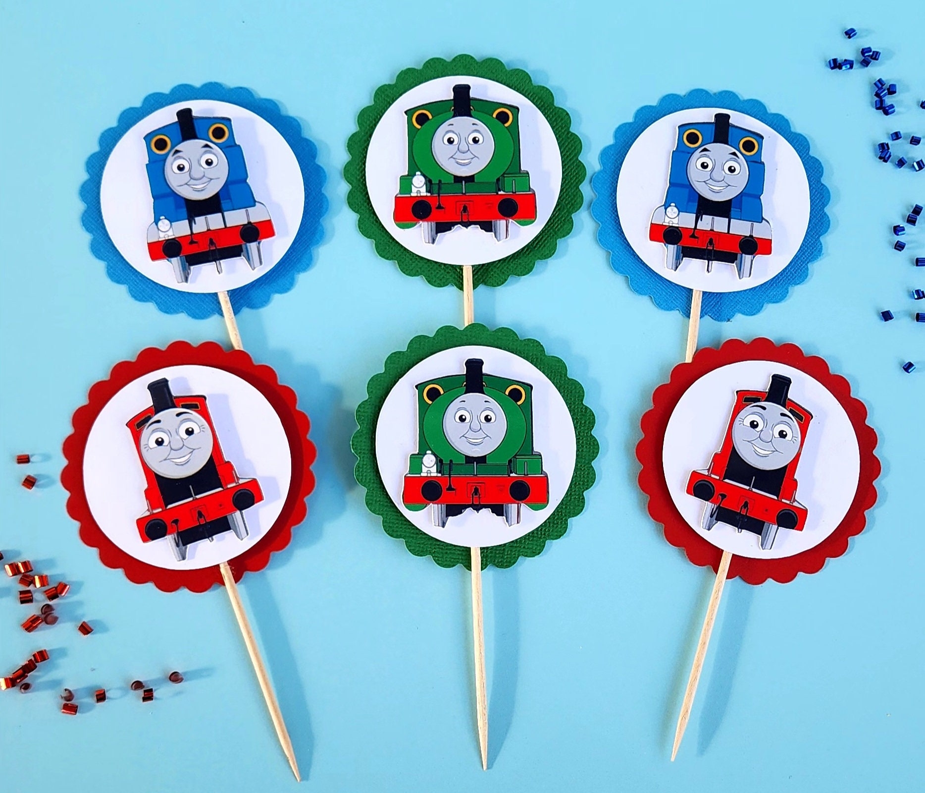Thomas The Train Cupcake Topper Thomas The Train Birthday Decorations Thomas The Train Birthday Thomas And Friends Cupcake Topper Etsy