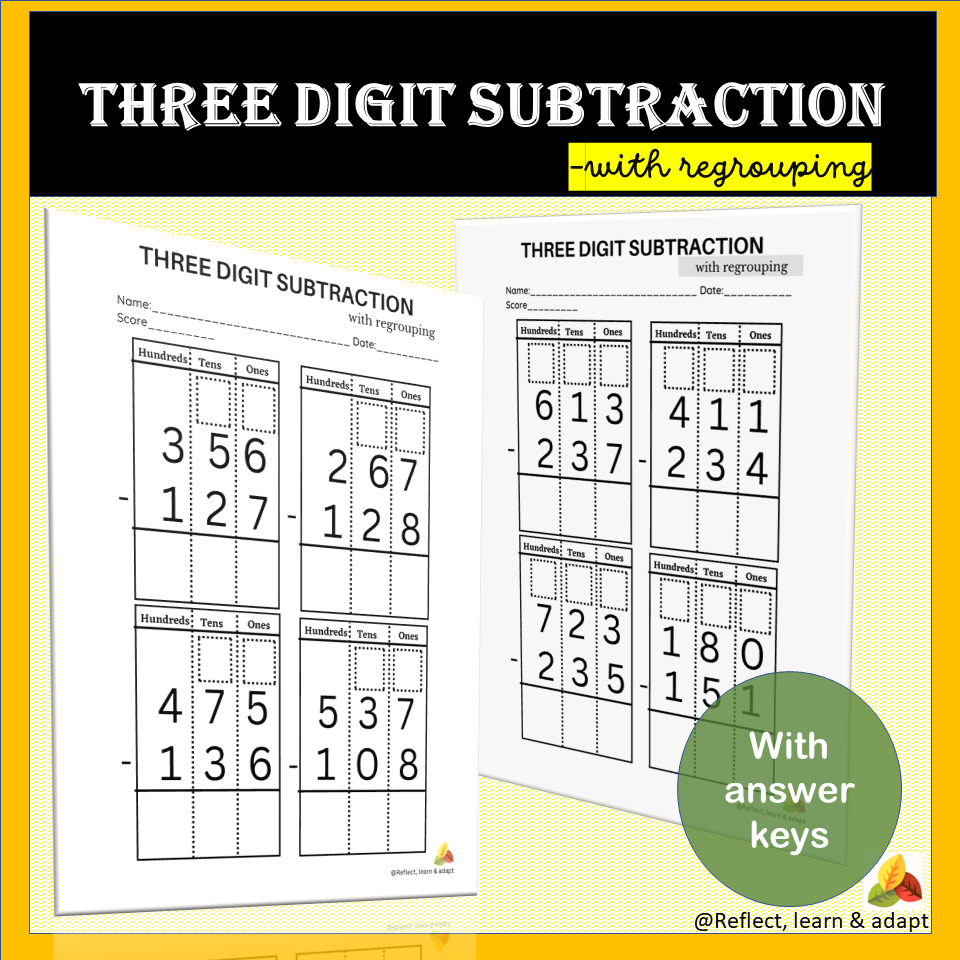 subtraction with regrouping worksheets