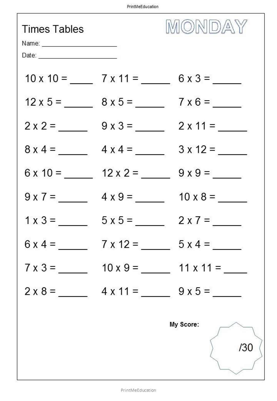 Times Tables Practice Worksheets Mixed 1 12 PDF Download Etsy Times Tables Practice Worksheets Mixed 1 12 PDF Download Etsy