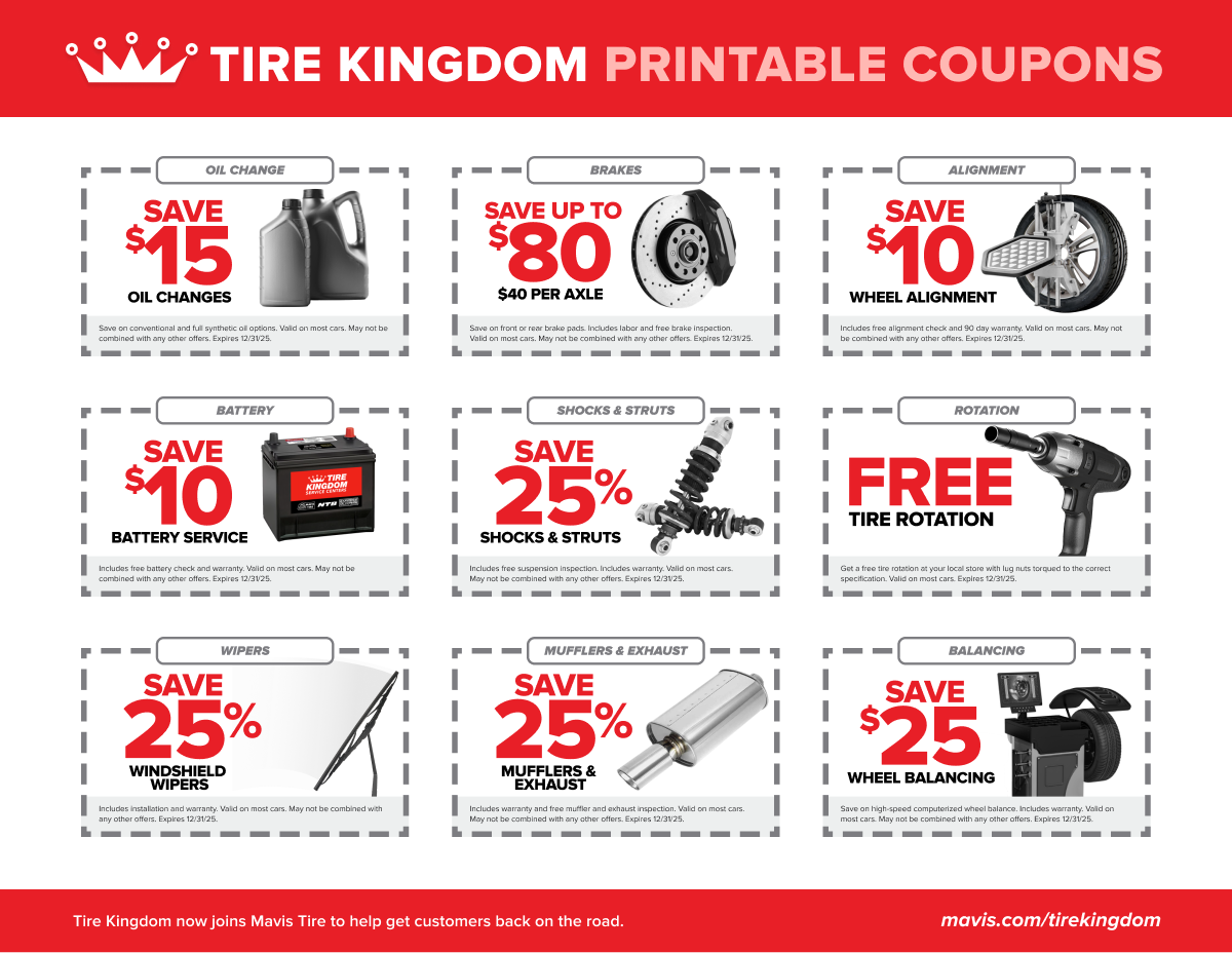 Tire Kingdom Printable Coupons By Mavis