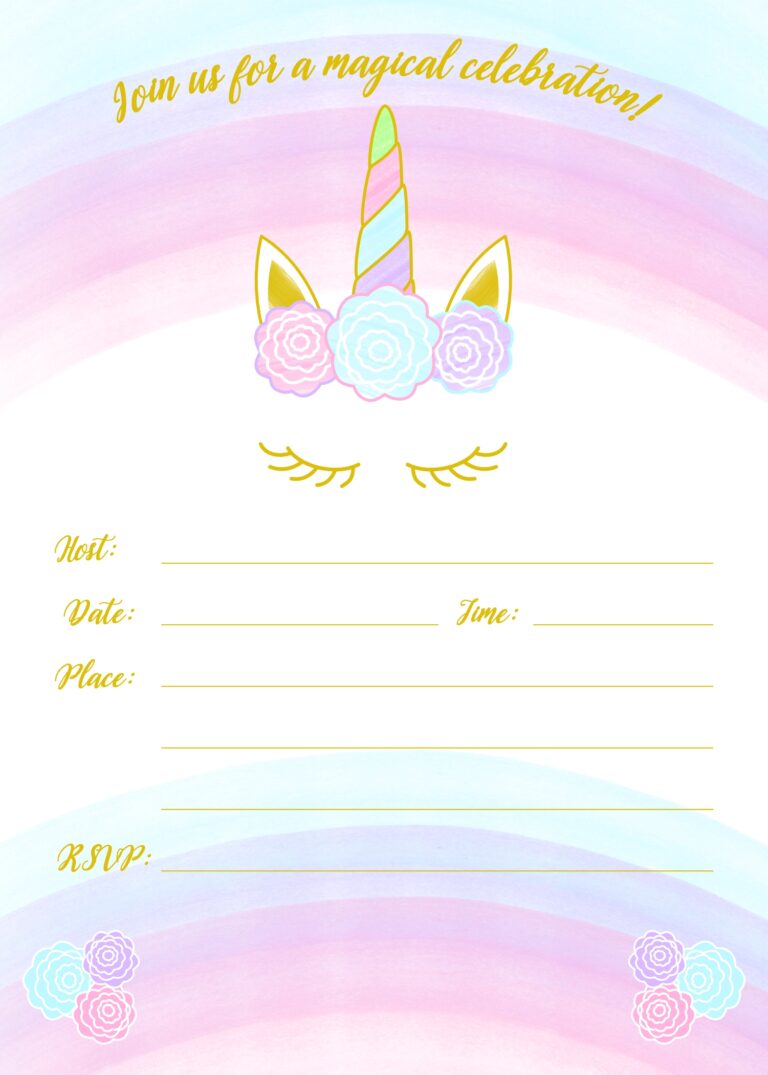 Unicorn Invitation Free Printable Templates Easy To Download 