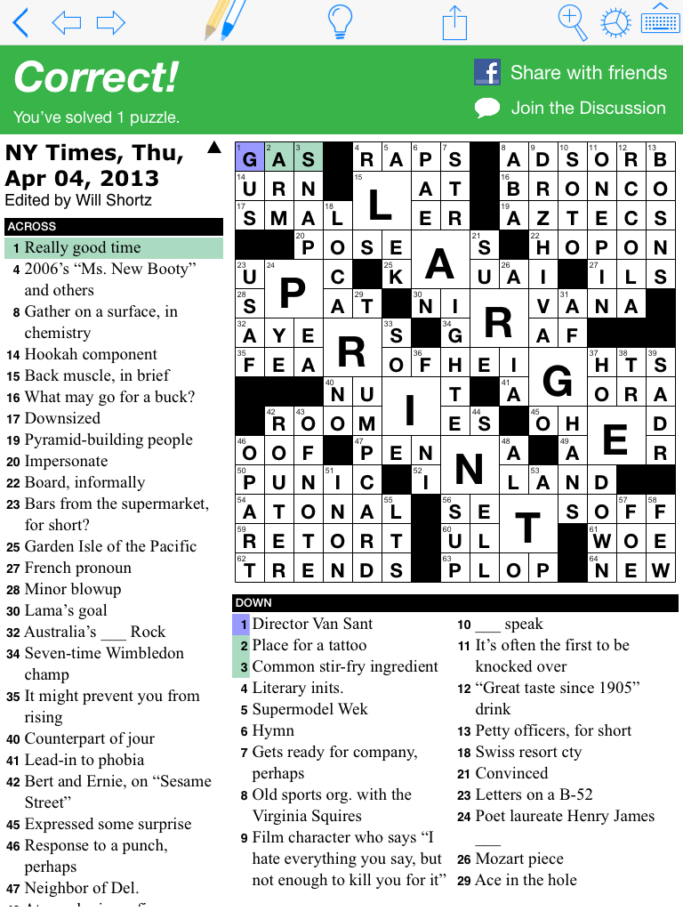 ny times printable crossword