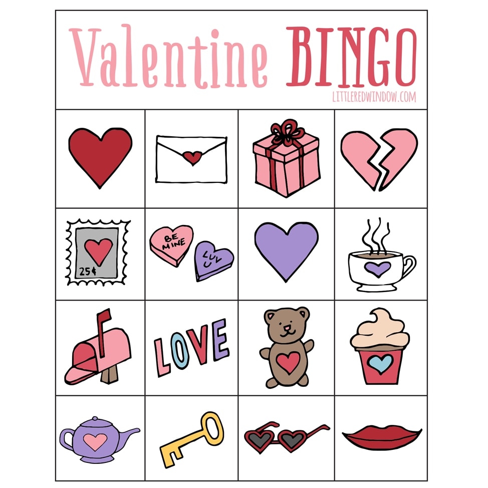 Valentine s BINGO Free Printable Little Red Window Valentine s BINGO Free Printable Little Red Window
