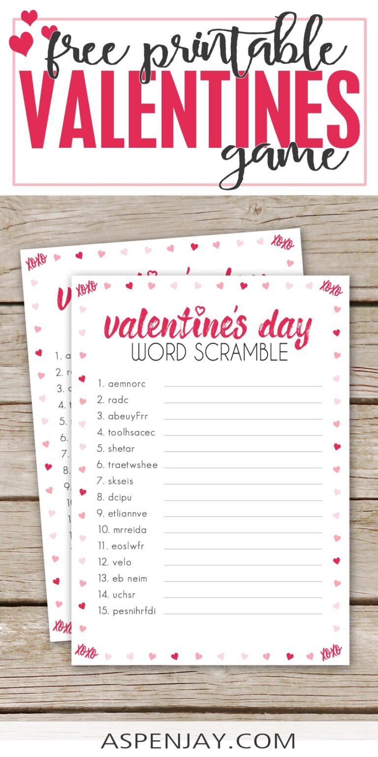 Valentine s Day Word Scramble Free Printable Game You ll Love Aspen Jay