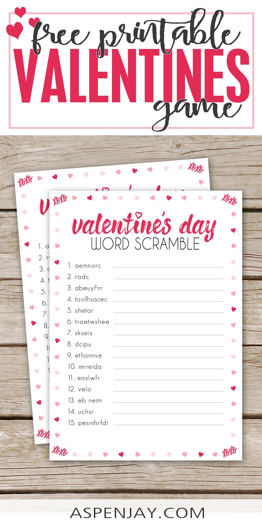 Valentine s Day Word Scramble Free Printable Game You ll Love Aspen Jay Valentine s Day Word Scramble Free Printable Game You ll Love Aspen Jay