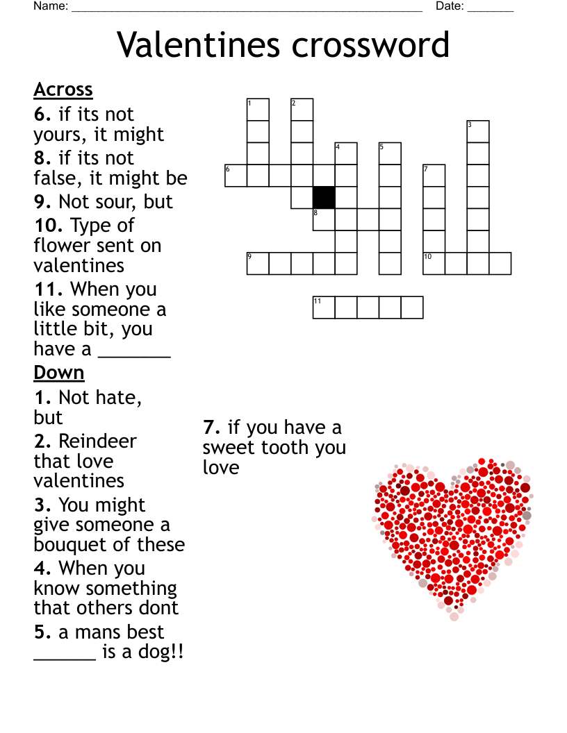 Valentines Crossword WordMint